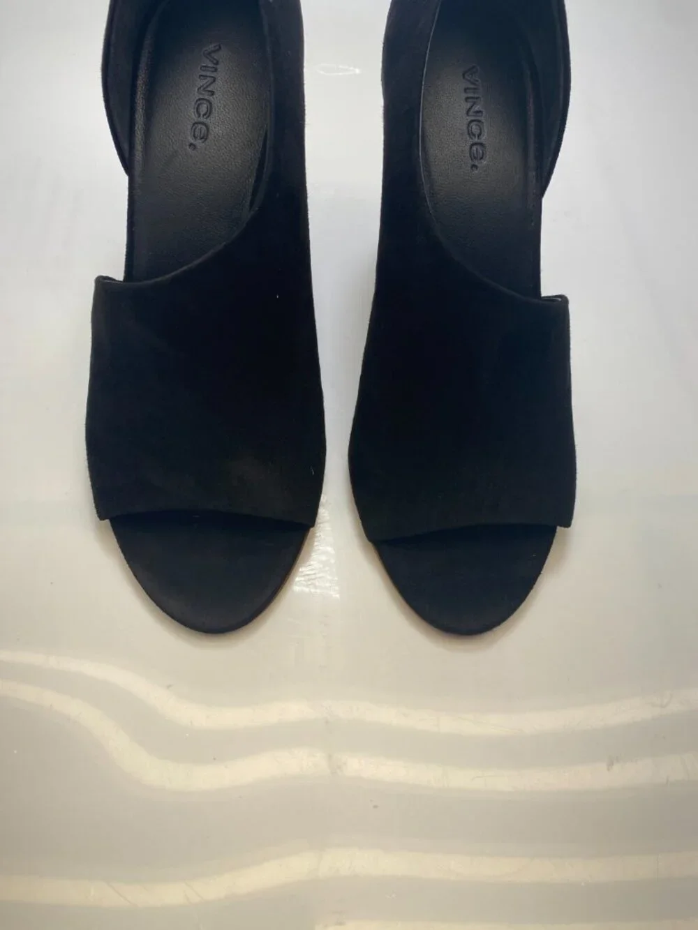 Vince Percey Women's  Black Peep Toe Suede Heel Sz  7